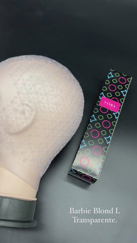 Gorra BarbieBlond L Transparente, 2500 remaches, resultado tipo Balayage + Contorno frontal especial para lograr trabajos efecto papel o efectos Difuminados.