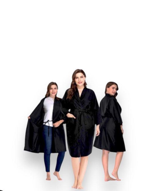 KIMONO VIARA NEGRO - Bata peluqueria, Capa Peluqueria, Deecoloracion, Bata Antimachas.