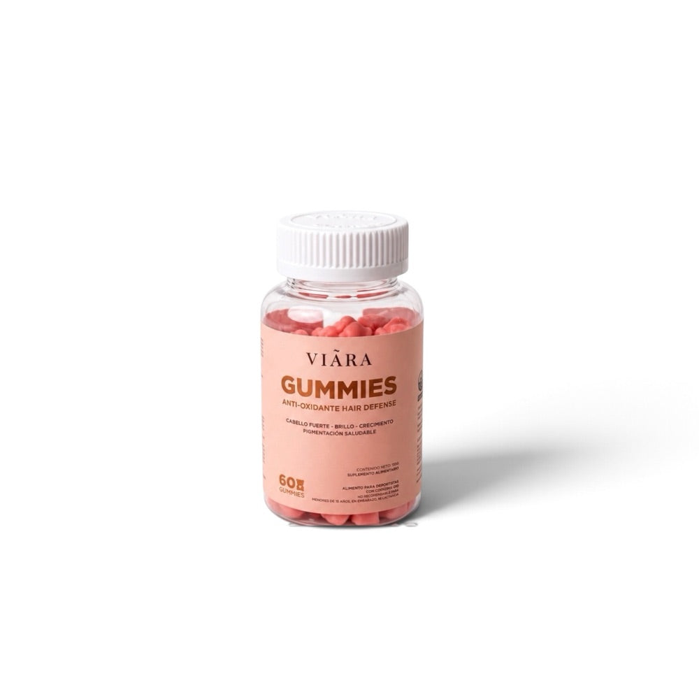 Frasco de Viara Gummies Anti-oxidante Hair Defense, 60 gummies